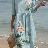 Vestido casual de senhora com padrão floral