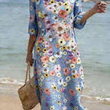 Vestido casual de senhora com estampado floral