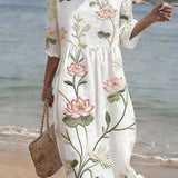 Vestido casual de senhora com estampado floral
