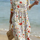 Vestido casual de senhora com estampado floral