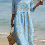 Vestido casual de senhora com padrão floral