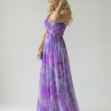 Isaltina™ | Vestido maxi transpassado com efeito degradé e alças finas