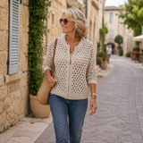 Auriana™ | Cardigan Rendado em Malha Suave