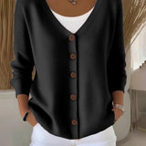 Camélia™ | Cardigan em Malha Abotoado com Silhueta Estruturada