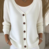 Camélia™ | Cardigan em Malha Abotoado com Silhueta Estruturada