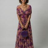 Casimira™ | Vestido midi de ombros descobertos com decote drapeado