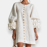Margarida™ | Vestido com Flores em Relevo