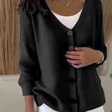 Camélia™ | Cardigan em Malha Abotoado com Silhueta Estruturada