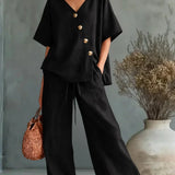 Piedosa™ | Conjunto Palazzo com Decote em V