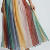 Silva™ | Vestido maxi às riscas multicoloridas sem alças