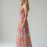 Isaltina™ | Vestido maxi transpassado com efeito degradé e alças finas