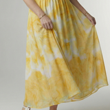 Silvana™ | Vestido midi com decote halter e cintura franzida