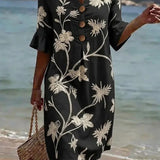 Vestido casual de senhora com padrão floral