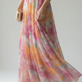 Isaltina™ | Vestido maxi transpassado com efeito degradé e alças finas
