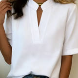 Mariana™ | Blusa Chique com Decote em V e Detalhe Dourado