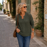 Auriana™ | Cardigan Rendado em Malha Suave