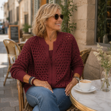 Auriana™ | Cardigan Rendado em Malha Suave