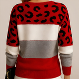 Nina™ | Camisola Bicolor com Gola de Leopardo