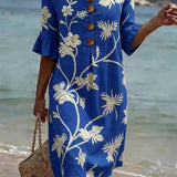 Vestido casual de senhora com estampado floral