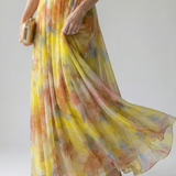 Isaltina™ | Vestido maxi transpassado com efeito degradé e alças finas