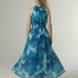 Silvana™ | Vestido midi com decote halter e cintura franzida