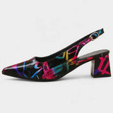 Karthleen™ | Sapatos de salto alto grosso com padrão geométrico