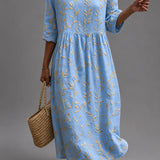 Vestido casual de senhora com padrão floral