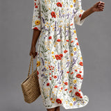 Vestido casual de senhora com estampado floral