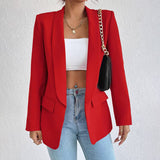 Blazer Aberto à Frente de Manga Comprida para Mulher | Elegante