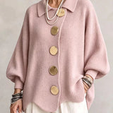 Isabel™ | Cardigan Oversize com Gola e Botões Metálicos Grandes
