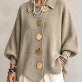 Isabel™ | Cardigan Oversize com Gola e Botões Metálicos Grandes