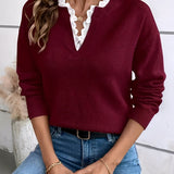Celina™ | Camisola Chique com Gola de Renda e Toque de Caxemira