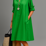 Sabina™ | Vestido midi verde-esmeralda