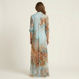 Teodora™ | Vestido-Camisa Comprido com Estampado Barroco