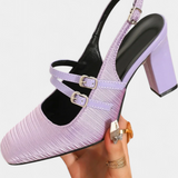 Orlanda™ | Sapatos de salto acetinados com tira dupla e tira no tornozelo