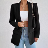 Blazer Aberto à Frente de Manga Comprida para Mulher | Elegante
