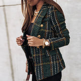 Blazer Axadrezado em Malha para Mulher | Manga Comprida