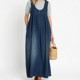 Genoveva™ | Vestido maxi de ganga lavado com alças